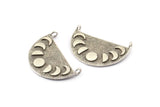 Moon Phases Pendant, 2 Antique Silver Plated Brass Moon Phases Charms With 2 Loops, Findings (28x16x1mm) N1242