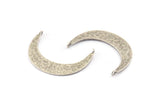 Silver Moon Charm, 2 Hammered Antique Silver Plated Brass Crescent Moon Pendants With 2 Loops (41x9x1mm) U074