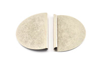 Silver Pendant, 2 Antique Silver Plated Brass Semi Circle Blanks (52x33x0.40mm) B0305 H1362