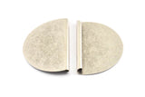 Silver Pendant, 2 Antique Silver Plated Brass Semi Circle Blanks (52x33x0.40mm) B0305 H1362