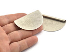 Silver Pendant, 2 Antique Silver Plated Brass Semi Circle Blanks (52x33x0.40mm) B0305 H1362