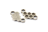 Silver Honeycomb Charm, 2 Antique Silver Plated Brass Honeycomb Pendants, Charms, Findings (33x18x2.4mm) U114