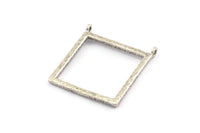 Silver Square Pendant, 2 Antique Silver Plated Brass Square Charms With 2 Loops (32x2.5x2.5mm) U040 H0304