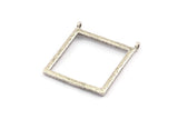 Silver Square Pendant, 2 Antique Silver Plated Brass Square Charms With 2 Loops (32x2.5x2.5mm) U040 H0304