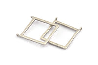 Silver Square Pendant, 2 Antique Silver Plated Brass Square Charms With 2 Loops (32x2.5x2.5mm) U040 H0304