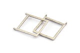 Silver Square Pendant, 2 Antique Silver Plated Brass Square Charms With 2 Loops (32x2.5x2.5mm) U040 H0304