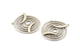 Spiral Japanese Pendant, Antique Silver Plated Brass Spiral Pendants With 2 Loops (40x1mm) U075