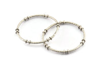 Silver Circle Connector, 2 Textured Antique Silver Plated Brass Circle Connectors (41x4x2mm) U094 Q0476