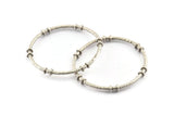 Silver Circle Connector, 2 Textured Antique Silver Plated Brass Circle Connectors (41x4x2mm) U094 Q0476