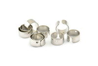 Brass Ear Cuffs - 30 Silver Brass Ear Cuffs With One Hole Round  Findings , Nickel Free (9mm) D0035 D0037
