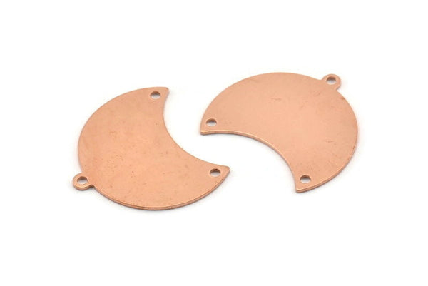 Copper Moon Charm, 10 Raw Copper Moon Charm With 1 Loop And 2 Holes, Blanks, Findings (25x18x0.70mm) M747