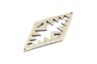 Silver Charm, Antique Silver Plated Brass, Silver Diamonds, Silver Connectors, Silver Charms (51x25x1.2mm) U070