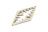 Silver Charm, Antique Silver Plated Brass, Silver Diamonds, Silver Connectors, Silver Charms (51x25x1.2mm) U070