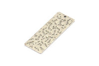 Silver Rectangle Bar, 4 Textured Antique Silver Plated Brass Rectangle Charms With 1 Hole (40x15x0.85mm) U019
