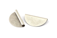 Silver Pendant, 6 Antique Silver Plated Brass Semi Circle Blanks (32x17mm) B0293
