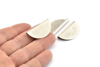 Silver Pendant, 6 Antique Silver Plated Brass Semi Circle Blanks (32x17mm) B0293