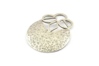 Silver Pendant, Antique Silver Plated, Silver Charms, Hammered Charm, Findings (38x30x0.8mm) U064
