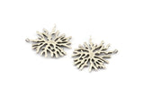 Silver Coral Pendant, 2 Antique Silver Plated Brass Coral Pendants With 2 Loops (28x29x1.5mm) U066