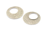 Silver Hoop Pendant, Hammered Antique Silver Plated Brass Hoop Pendant With 2 Holes - Same on Both Sides (42mm) U076