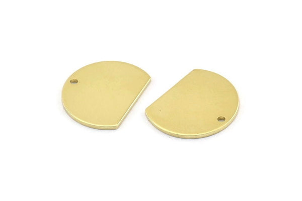 Semi Circle Charm, 12 Raw Brass Half Moon Blanks With 1 Hole (18x14x0.90mm) M982