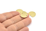 Semi Circle Charm, 12 Raw Brass Half Moon Blanks With 2 Holes (18x14x0.90mm) M985