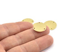 Semi Circle Charm, 12 Raw Brass Half Moon Blanks With 3 Holes (18x14x0.90mm) M986