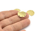 Semi Circle Charm, 12 Raw Brass Half Moon Blanks With 4 Holes (18x14x0.90mm) M987