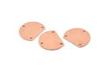 Semi Circle Charm, 10 Raw Copper Half Moon Blanks With 3 Holes (18x14x0.90mm) M978