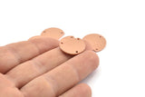 Semi Circle Charm, 10 Raw Copper Half Moon Blanks With 3 Holes (18x14x0.90mm) M978