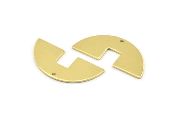 Semi Circle Charm, 12 Raw Brass Semi Circle Blanks, Geometric Blanks, Semi Circle Charms With 1 Hole (31x14x0.80mm) M813