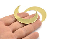 Gold Moon Charm, Gold Plated Brass Crescent Moon Charms With 2 Holes (46x11x0.90mm) M831
