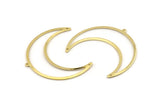 Brass Moon Charm, 6 Raw Brass Crescent Moon Charms With 1 Loop And 2 Holes (50x17x0.90mm) M845