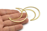 Brass Moon Charm, 6 Raw Brass Crescent Moon Charms With 2 Holes (50x15x0.90mm) M846