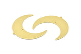 Brass Moon Charm, 4 Raw Brass Crescent Moon Charms With 1 Loop And 1 Hole, Stamping Blanks (50x17x0.90mm) M823