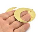 Brass Moon Charm, 4 Raw Brass Crescent Moon Charms With 1 Loop And 2 Holes, Stamping Blanks (50x17x0.90mm) M824