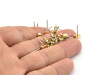 Brass Round Earring, 12 Raw Brass Round Earring Studs (4x0.80mm) A1531