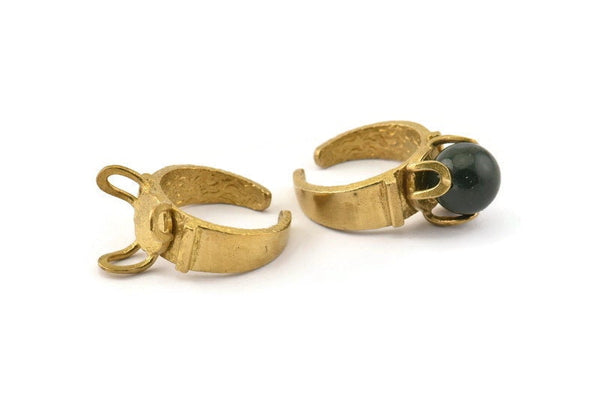 Brass Ring Setting, 2 Raw Brass Ring Settings With 3 Claws U125
