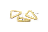 Brass Triangle Earring, 6 Raw Brass Triangle Stud Earrings (19x10x1.5mm) N1409