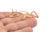 Brass Triangle Earring, 6 Raw Brass Triangle Stud Earrings (19x10x1.5mm) N1409