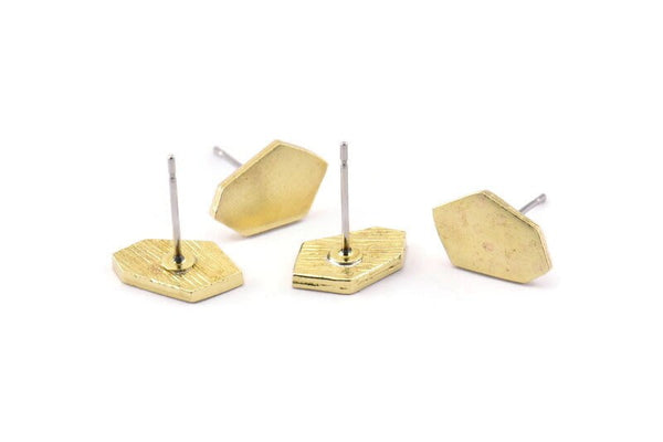 Earring Studs, 6 Raw Brass -  Irregular Stud Earrings - Brass Earrings - Earrings (12.5x8x1.5mm) N1406