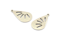 Silver Drop Charm, 6 Antique Silver Plated Brass Drop Charms With 1 Loop (28x16x0.80mm) A1610 H1384