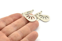 Silver Drop Charm, 6 Antique Silver Plated Brass Drop Charms With 1 Loop (28x16x0.80mm) A1610 H1384