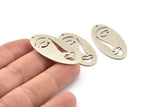 Silver Face Charm, 4 Antique Silve Plated Brass Face Charms With 1 Hole (38x19x0.80mm) D0642