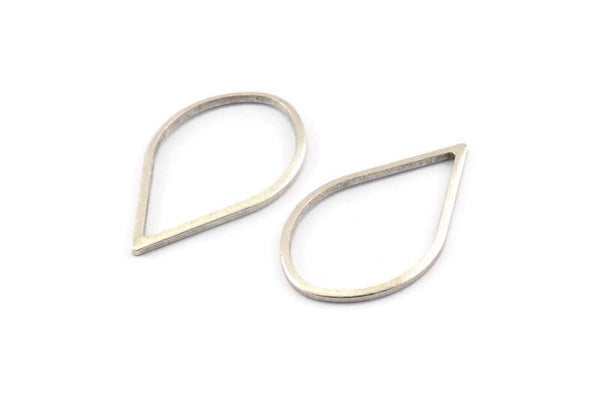 Silver Drop Connector, 25 Antique Silver Plated Brass Drop Connectors (26x16x1mm) A1698