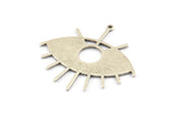 Silver Eye Charm, 3 Antique Silver Plated Brass Eye Charms With 1 Loop, Pendants (43x39x1mm) D1176 H1371