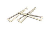 Silver Triangle Charm, 12 Antique Silver Plated Brass Triangle Charms With 1 Hole, Findings (40x9x0.80mm) A1479