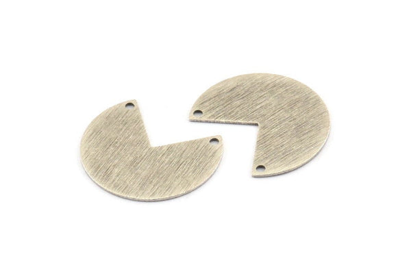 Silver Geometric Charm, 12 Textured Antique Silver Plated Brass Pizza Slice Charms With 2 Holes (20x17x0.50mm) D1046