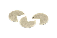 Silver Geometric Charm, 12 Textured Antique Silver Plated Brass Pizza Slice Charms With 2 Holes (20x17x0.50mm) D1046