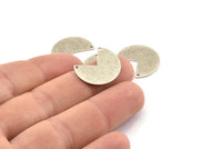 Silver Geometric Charm, 12 Textured Antique Silver Plated Brass Pizza Slice Charms With 2 Holes (20x17x0.50mm) D1046