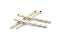 Silver Necklace Bar, 6 Antique Silver Plated Brass Pendants With 1 Hole (2.5x2.5x50mm) D0239